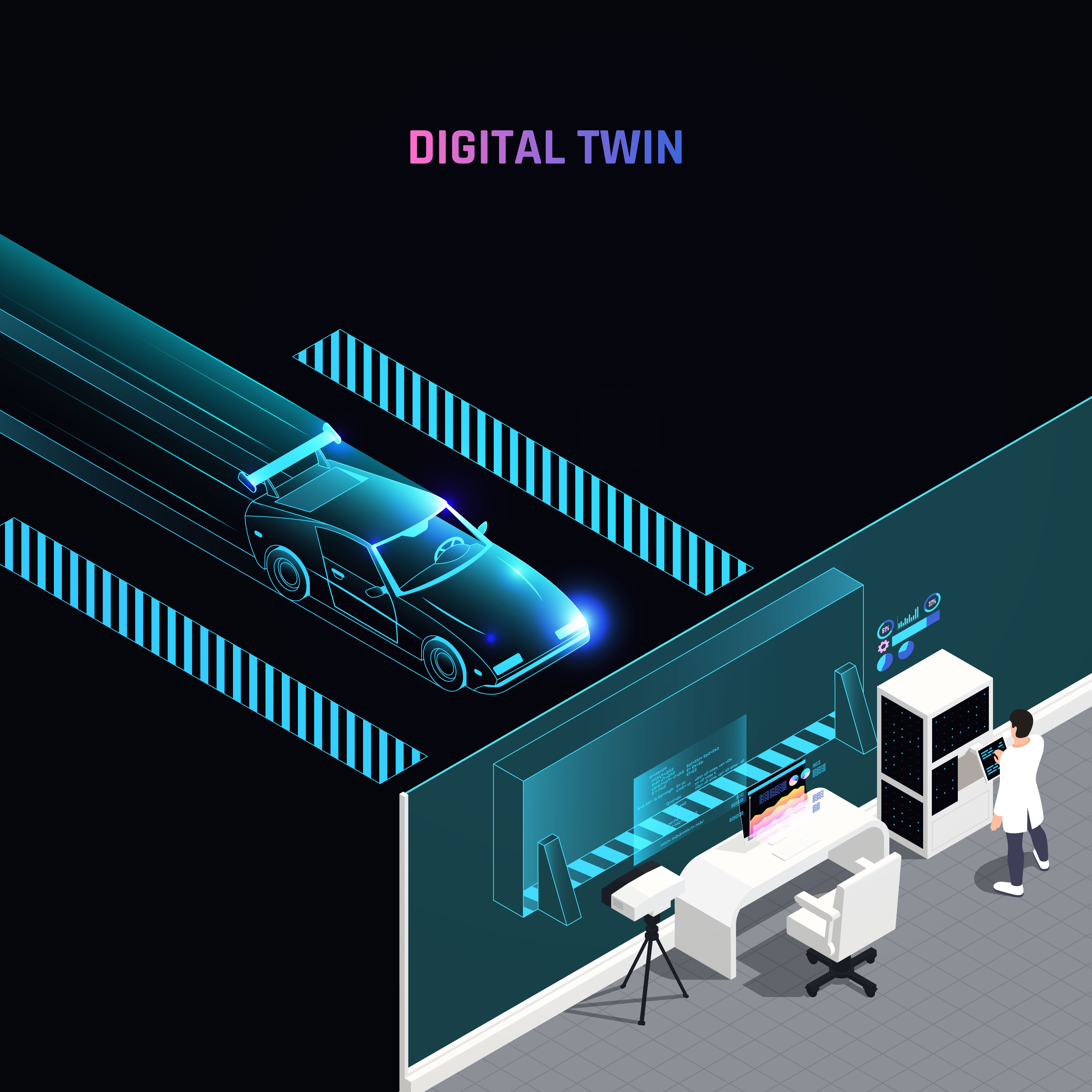 Digital Twin Concept Illustration